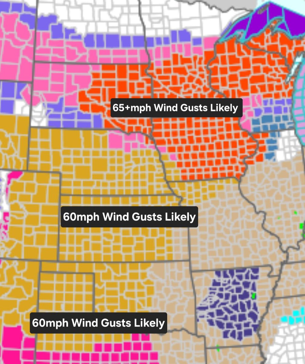 dalesamsWx's tweet image. Across the cold sector of this strong storm system for Sunday.. Very high winds and blizzard conditions are likely from northern plains (65+kts) to central/southern plains (60kts). This will reduce visibilities and make travel hazardous to impossible. @NWSSPC #WinterWx