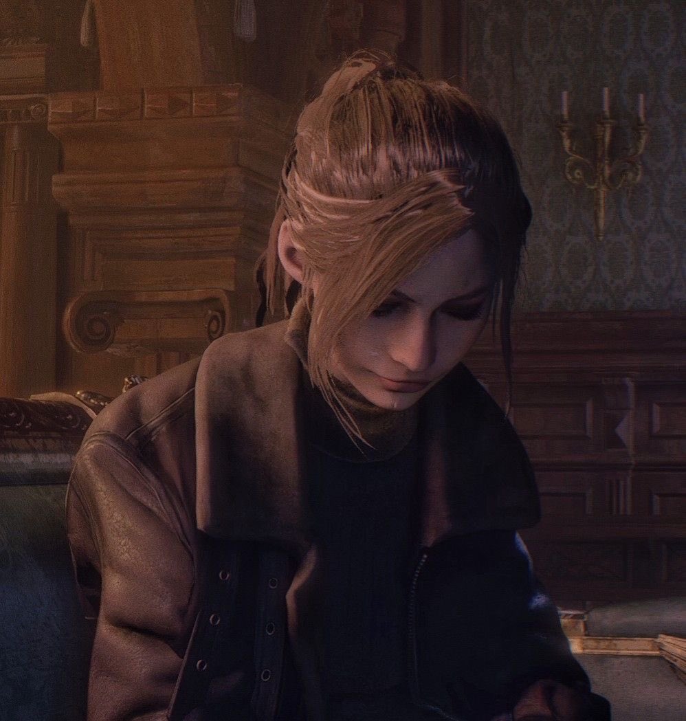 claire in leon’s jacket is so cutesy