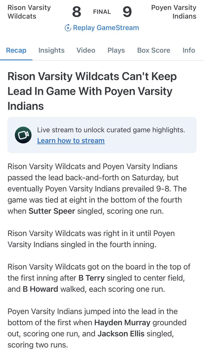 Rison Wildcat Baseball tweet media