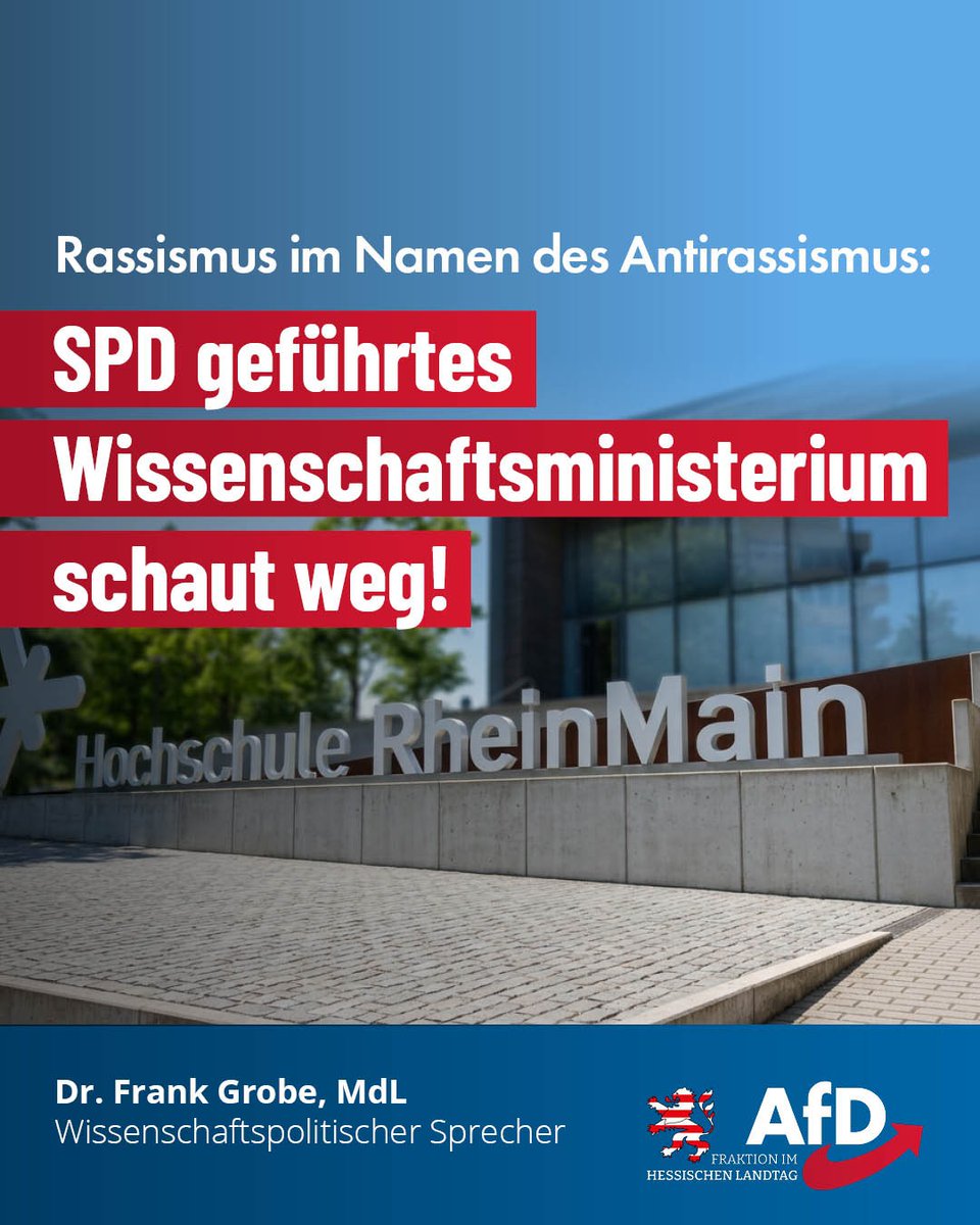 AfD_HE_Landtag's tweet image. Rassismus im Namen des Antirassismus:
Wissenschaftsministerium schaut weg

Die AfD-Fraktion hat in einem Berichtsantrag an das Wissenschaftsministerium kritische Fragen gestellt zu rassistischen Stereotypen in einer von der #Hochschule #RheinMain herausgegebenen Broschüre mit dem