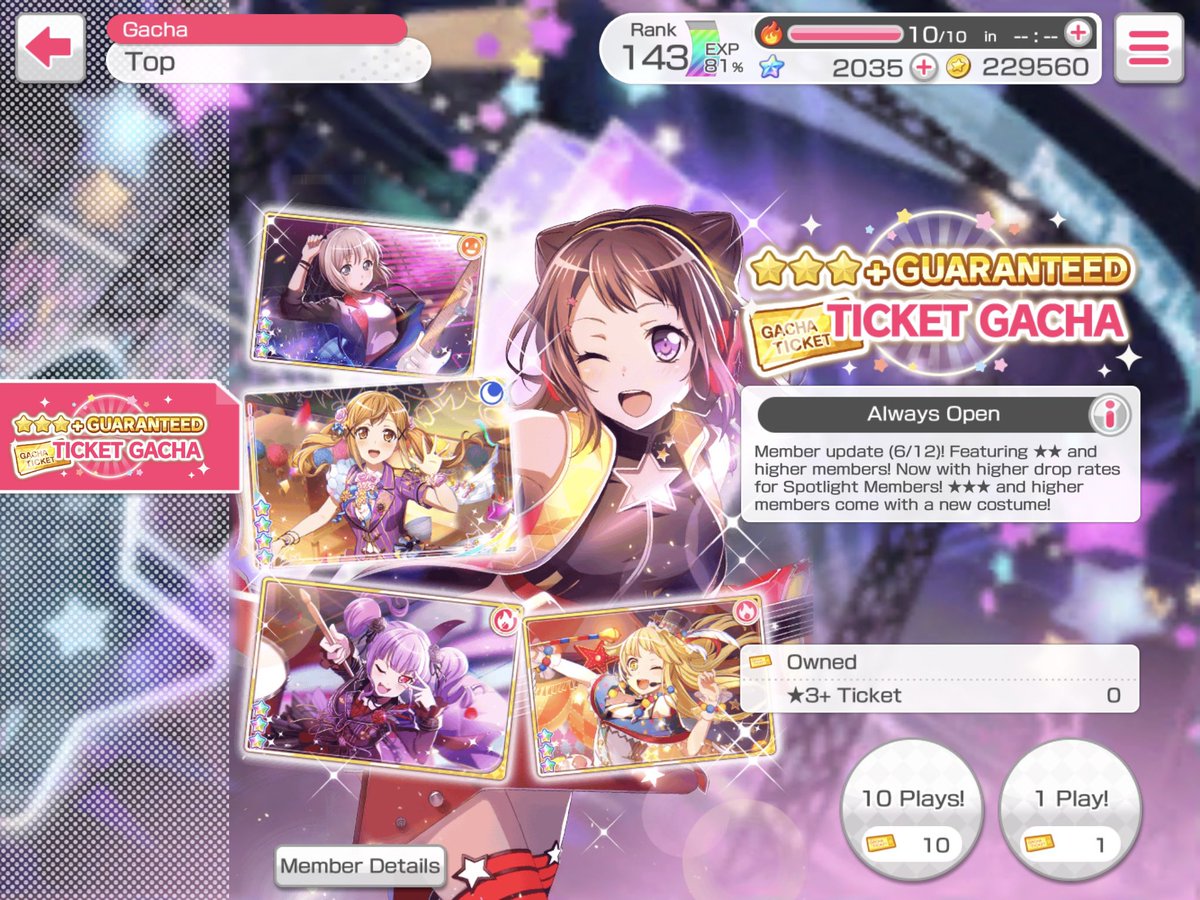 on July 2nd 2018, WW Bandori had no gachas running