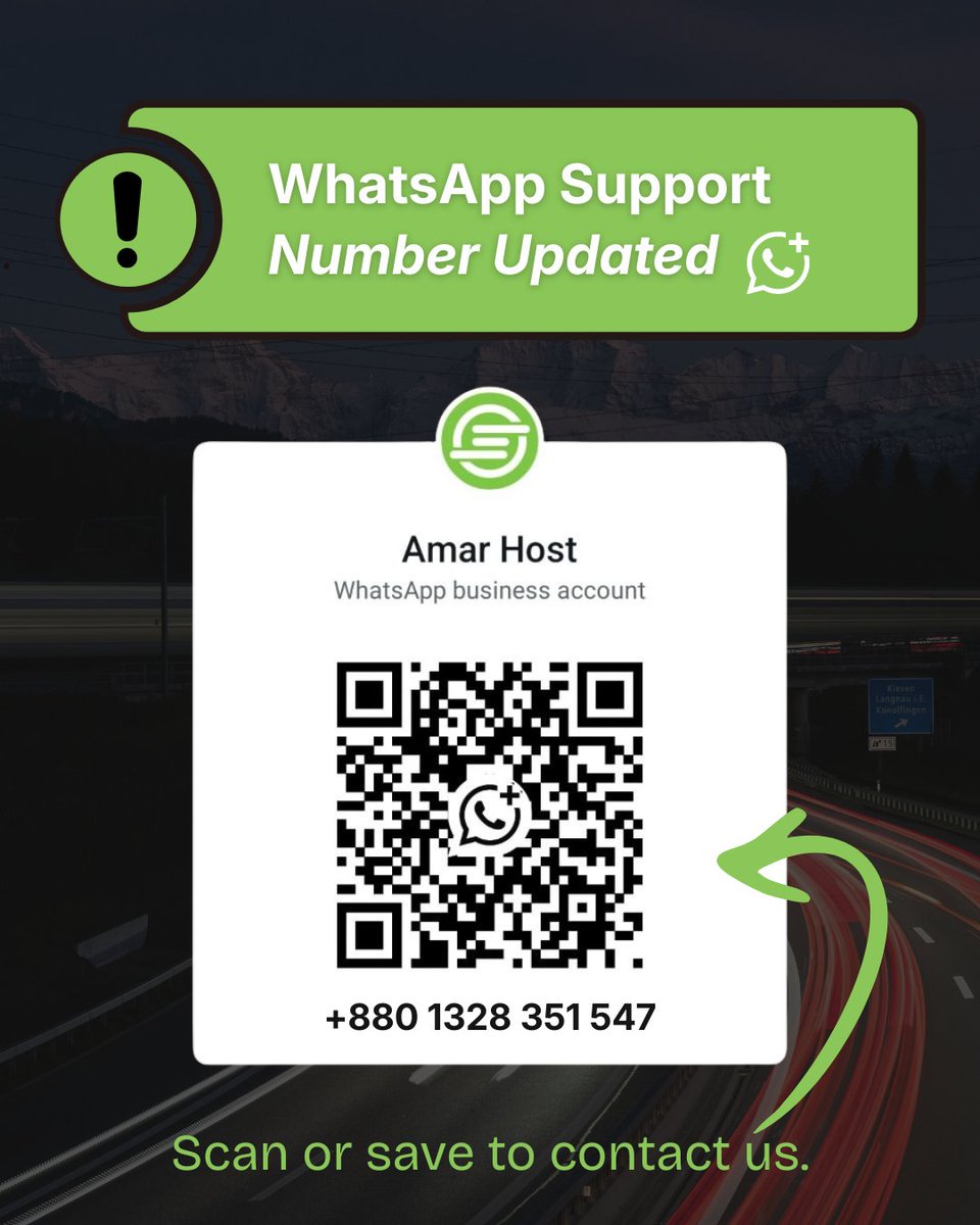 amarhoster's tweet photo. Dear Clients,

We’ve updated our WhatsApp support number for faster and more efficient responses. Reach out anytime; our team is now better equipped to assist you promptly.

https://t.co/WqN0jLfPEn

#hosting_support #whatsapp https://t.co/x0jN3t7bnJ