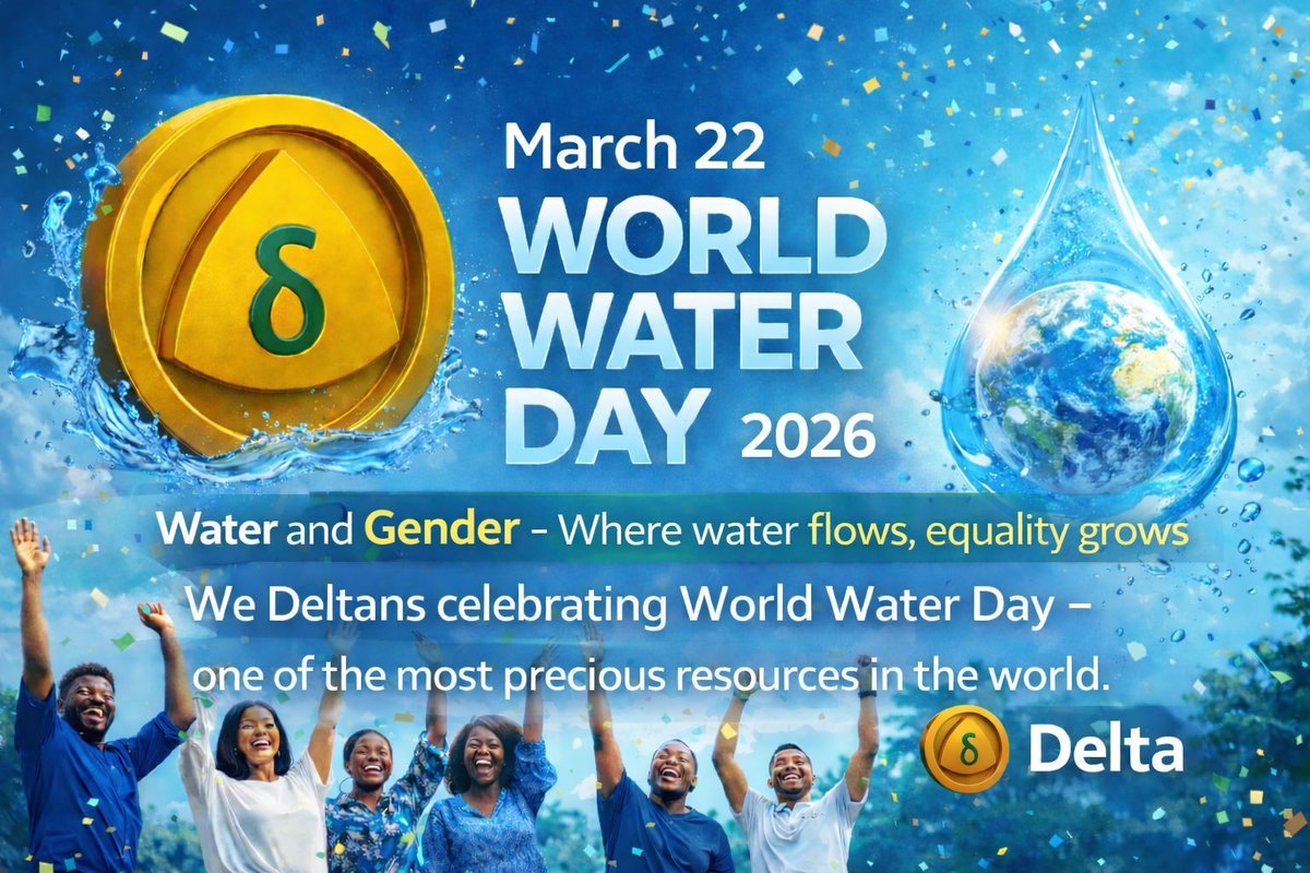 Stablecoindelta's tweet photo. Celebrating World Water Day with a focus on conservation&amp; equity, honoring the 2026 theme "Water and Gender." Reaffirm your commitment to saving water with messages advocating for responsible usage and empowering women in water management.
Join Delta &amp; celebrate World water day. https://t.co/xvjyGJmtQq