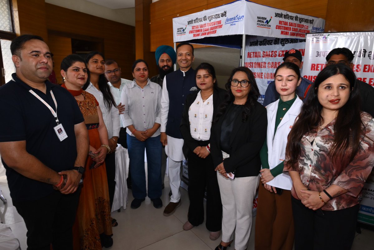 NJ_Foundation_'s tweet photo. "A Promise Made. A Promise Kept"
 
Naveen AVSAR Completes 1 Year Journey of Collaboration and Impact !

Shri @MPNaveenJindal led the celebration of “ Vision to Impact – One Year of Naveen AVSAR ” in Kurukshetra, marking a year of empowering 5,000+ youth with Gen AI skills, employability training & global career pathways.

Key Highlights
• 500+ young women graduated as Gen AI Ready Naaris, showcasing AI chatbots & real‑world projects.

• Launch of the Naveen AVSAR–UIET Centre of Excellence to boost employability for engineering students.

• Unveiling of the Centre for Jobs & International Mobility + Languages & Workplace Skills Program at KISC to prepare youth for global opportunities.
With 20+ campus partnerships and training across 15+ emerging sectors, Naveen AVSAR is shaping India’s future-ready workforce.