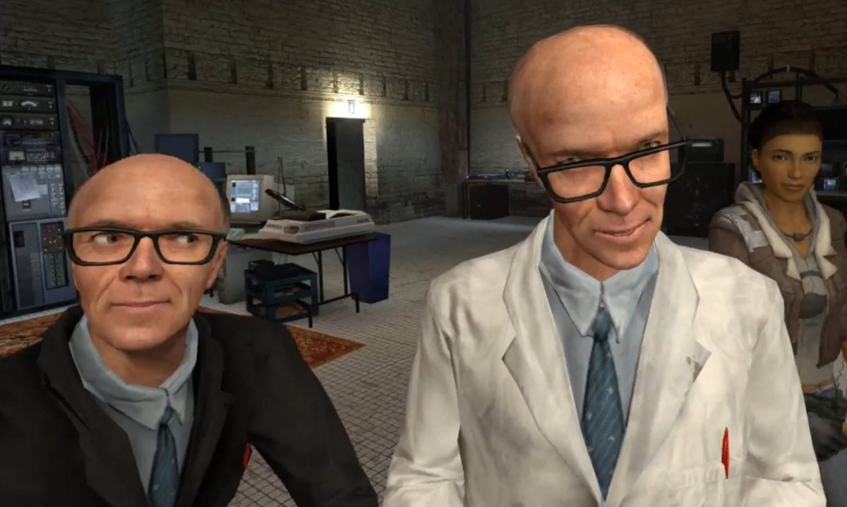 Bungeezombie1's tweet photo. does anyone remember Dr. Kleiners weird brother Klint. he was removed from the game after playtesters said he was too "strange" jumping around and throwing balls around the place. https://t.co/5wnnGjmsym