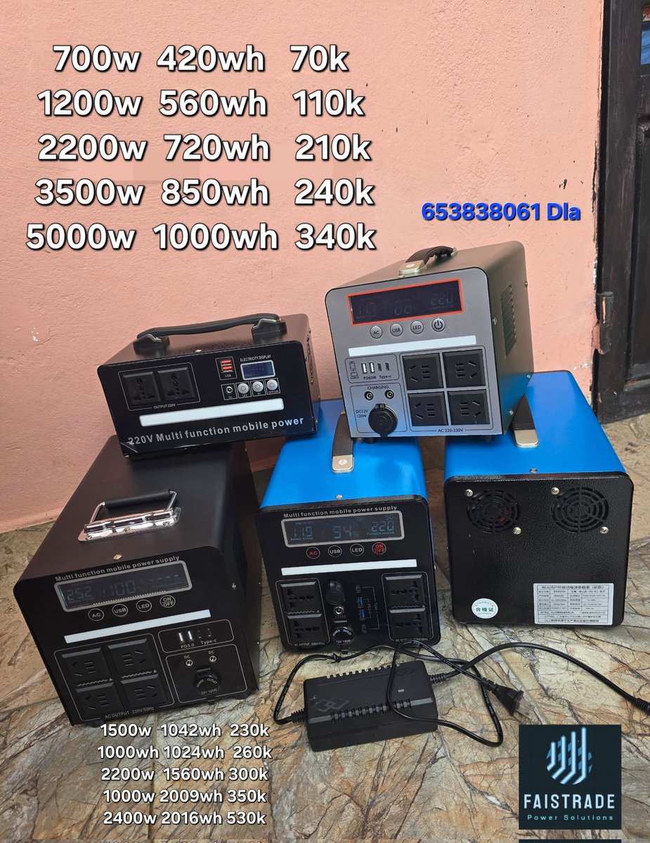 Faisngong's tweet photo. @thenihiin I sell portable power stations to power home appliances when there is no light.  Douala 🇨🇲 65383 8061 https://t.co/0VnMRDUIww