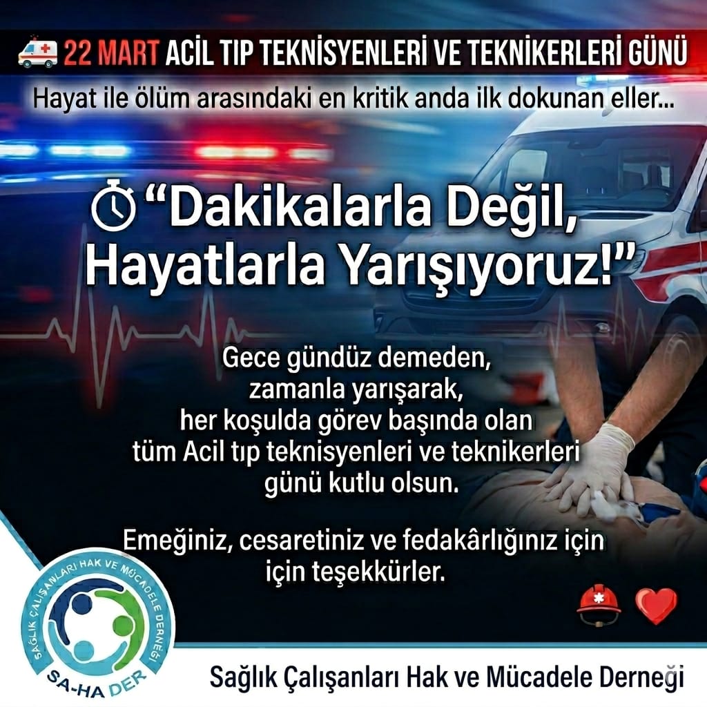 Dakikalarla değil, hayatlarla yarışanların günü… 🚑

En zor anlarda ilk dokunan, umudu taşıyan, hayat kurtaran tüm acil tıp teknisyenleri ve teknikerlerinin 22 Mart günü kutlu olsun.

Gece gündüz demeden, zamanla yarışarak verdikleri emek, gösterdikleri cesaret ve fedakârlık her