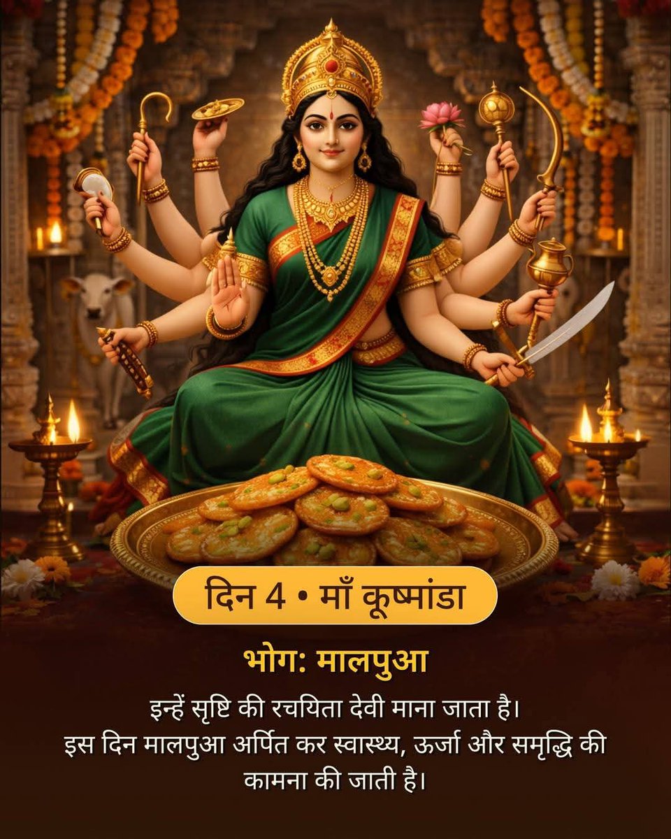 SagarHatwal1's tweet photo. 🌼 माँ भगवती के चतुर्थ स्वरूप माँ कुष्मांडा के पावन चरणों में कोटि-कोटि वंदन।

माता कुष्मांडा की असीम कृपा से समस्त प्रदेशवासियों के जीवन में सकारात्मक ऊर्जा, नवचेतना एवं सुख-समृद्धि का संचार हो, इसी मंगलकामना के साथ आप सभी को हार्दिक शुभकामनाएँ।
# https://t.co/R20eDM2cda
