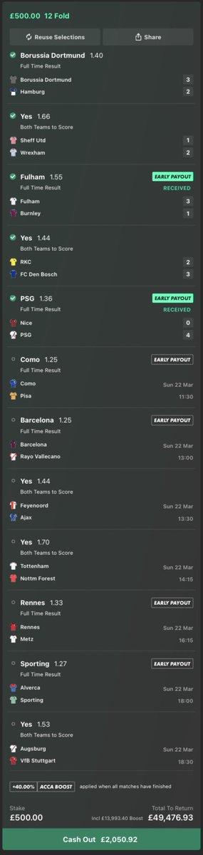 Lemzyy_'s tweet photo. 5 SELECTIONS DOWN ✅ , 7 SELECTIONS TO GO THIS SUNDAY ⏳ 

Will this be the weekend we land the massive football acca / parlay? 👀 https://t.co/RffxjqtqDd