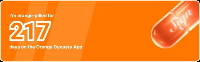 I've been Orange-Pilled and Seeing Signs for 217 days 👀🧡🐉.Join the app and be a better version of yourself!
orange.sign.global/app?user=M9VR7…