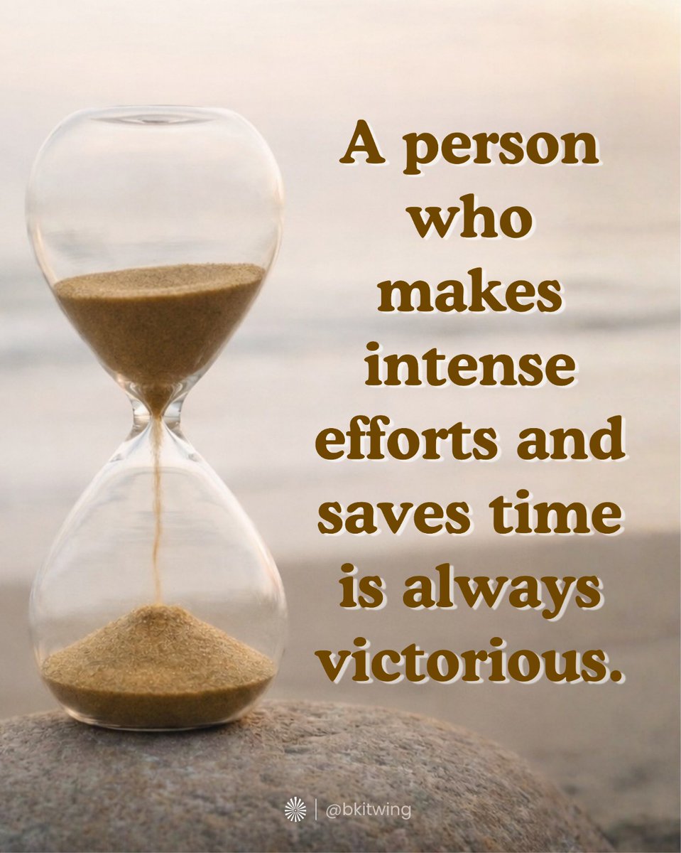 bkitwing's tweet photo. Time is the most valuable treasure of the soul. One who recognizes its importance and uses every moment in a worthwhile way automatically moves closer to success. 

#rerf #bkitwing #brahmakumaris #victory #discipline https://t.co/hdWdjGK2vO