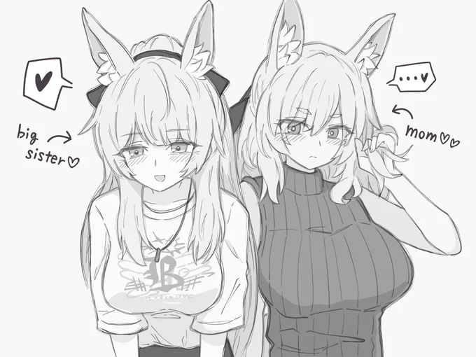 エンドフィールド絵で最近見てくれた方多いので紹介しておきます
お姉ちゃんとママです 