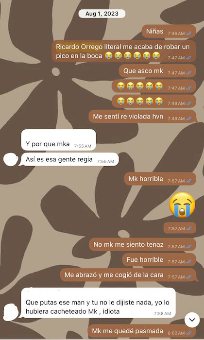 ActualidaViral's tweet photo. Presuntos chats de mujeres que trabajaban en
Caracol TV que manifestaron haber sido vulneradas sexualmente por Ricardo Orrego, presentador y periodista deportivo.

Robo de besos, ultraje y engaños.

🔞 Más imágenes en https://t.co/efWVmQh9oN https://t.co/0b2H4AiRro