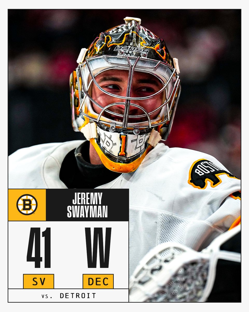 NHL's tweet photo. Big night for Jeremy Swayman and the @NHLBruins! 🐻 https://t.co/vxykKs0GMt