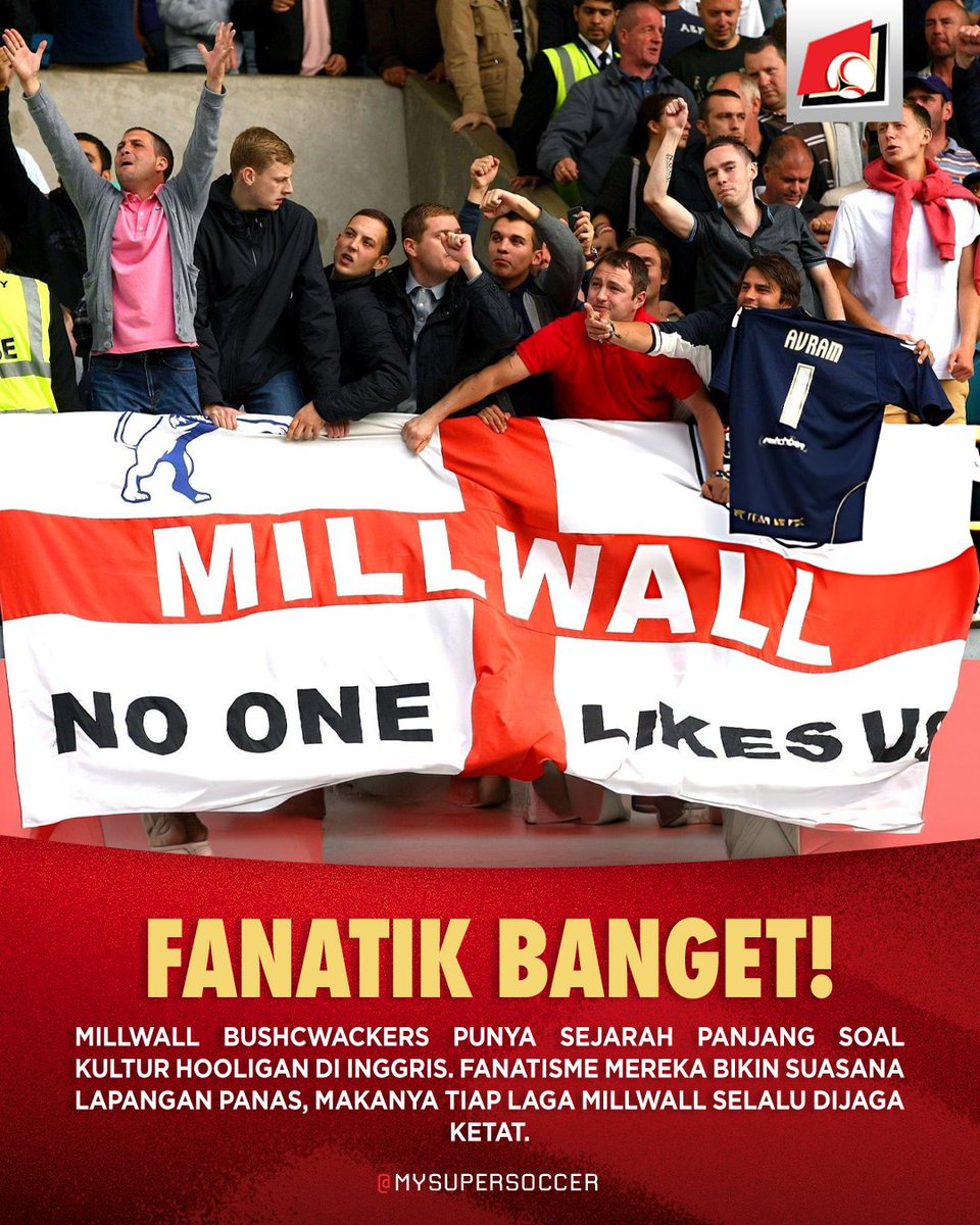 my_supersoccer's tweet photo. 𝙉𝙊 𝙊𝙉𝙀 𝙇𝙄𝙆𝙀 𝙐𝙎! 🏴󠁧󠁢󠁥󠁮󠁧󠁿

FYI Millwall berpotensi naik ke Premier League musim depan. Ga kebayang gimana euforianya Millwall Bushwhackers mereka kalo sampai kejadian.

Apalagi kalo West Ham masih bertahan. Fix bakal ada sajian panas, The Dockers Derby nih musim depan

Btw ada banyak pemain populer yang pernah perkuat Milwall. Tau gak siapa aja? Coba komen 👇

#SUPERLIVE
#SUPERSOCCER
#INIRASANYASUPER
#MILLWALL