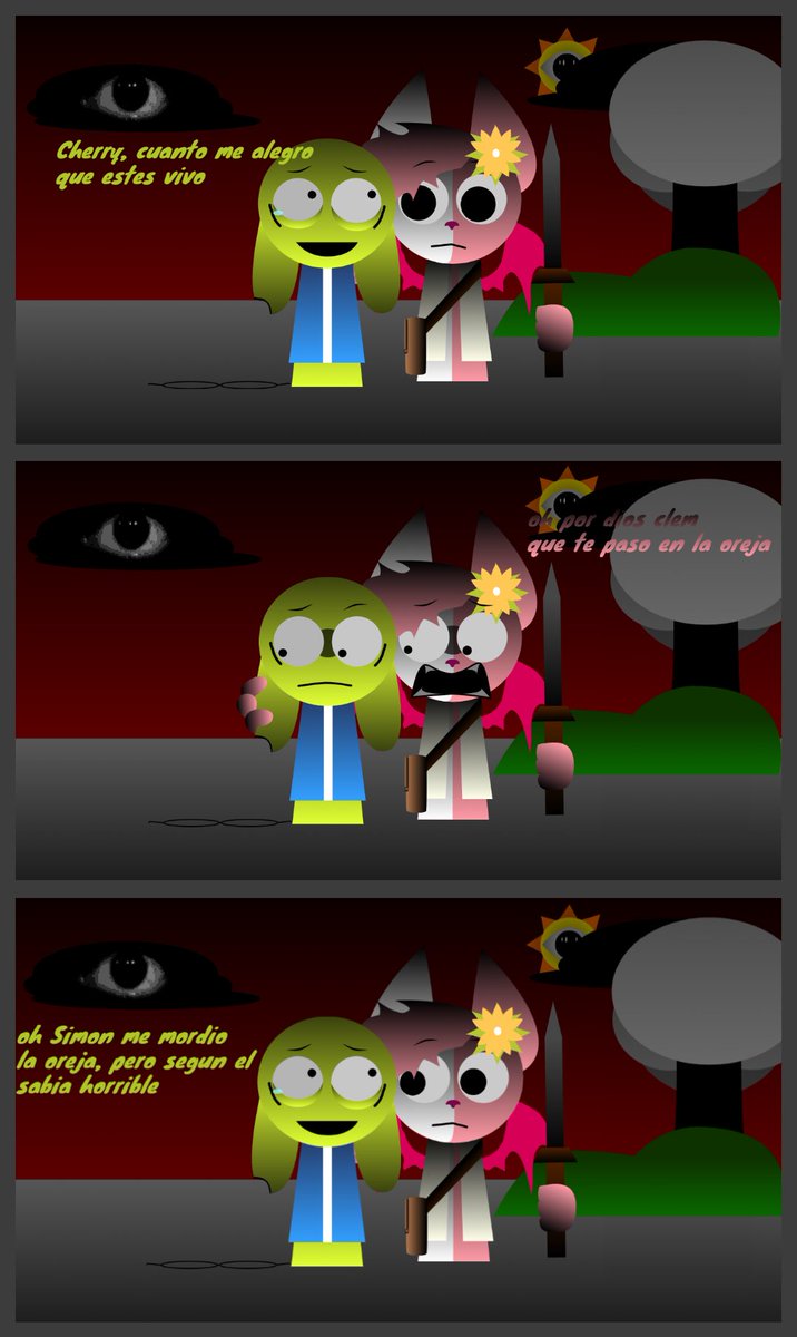 DarkthewolfXD's tweet photo. Aquí un comic sprunki de Cherry defendiendo a su novio de Simon.

Espero les guste.
(Además Clemont y Cherry no estarán en mis mods por decisión mía)
@ThecLEMont
@Drawing_Dwebble
#Sprunki #sprunkisimon https://t.co/3r1DrAuZBj