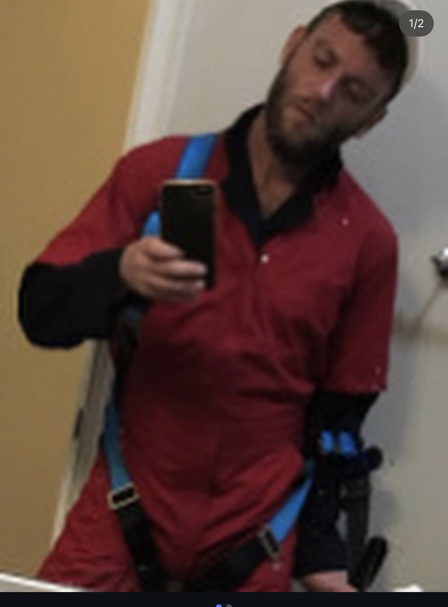 ScWildOne's tweet photo. Coming home from work in my sweaty #coveralls and #safetyharness
#fallharness #uniform https://t.co/3PnkIzBJ7G