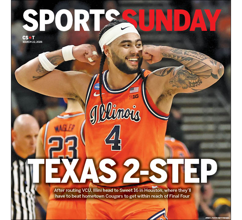 suntimes_sports's tweet photo. The Sun-Times Sports Sunday cover, featuring the Illini, who routed VCU to reach the Sweet 16.

https://t.co/dLm9GF5UeN https://t.co/M8y8fl7lcX