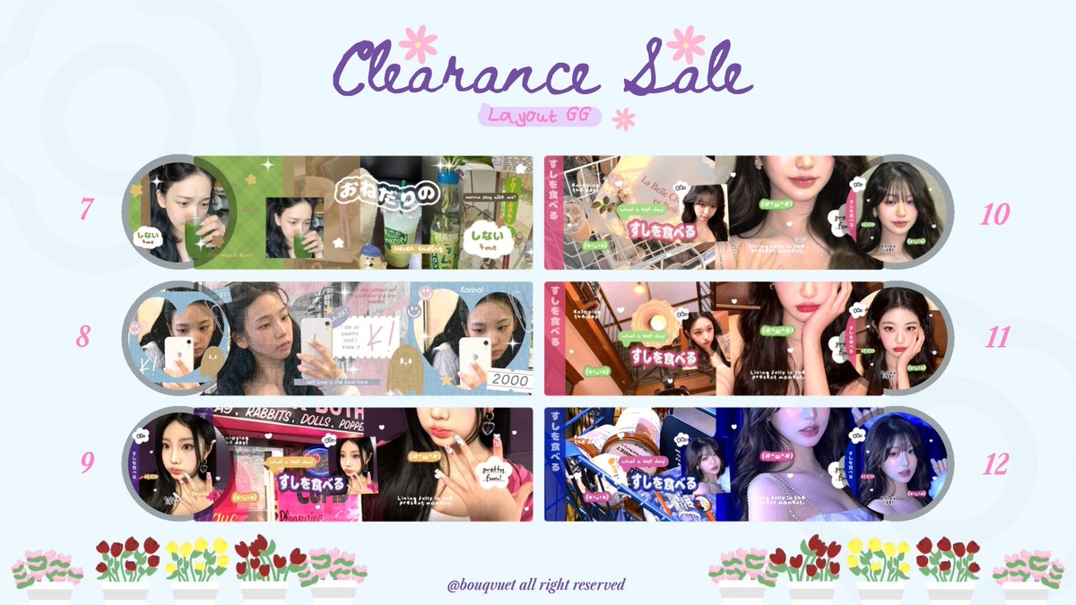 honeosuckle's tweet photo. @descrenala haloo kak!! @bouqvuet ada layout clearance sale nihh! harganya 4k ajaa each🤩 yuk abisinnn!🥰

❌️ 1, 8, 10, 11, 14, 17, 19, 20, 22
https://t.co/qvqP9fsk90