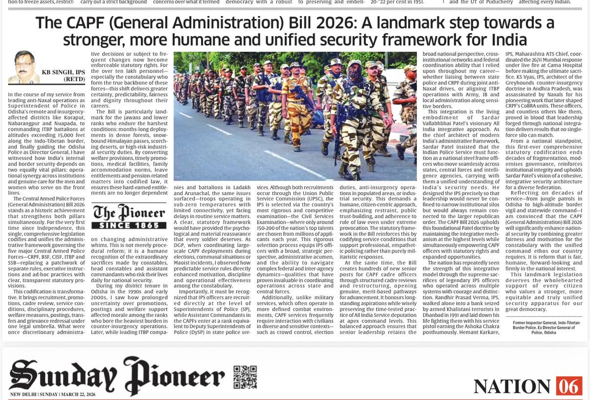 A landmark reform in India’s internal security architecture.
#IPS