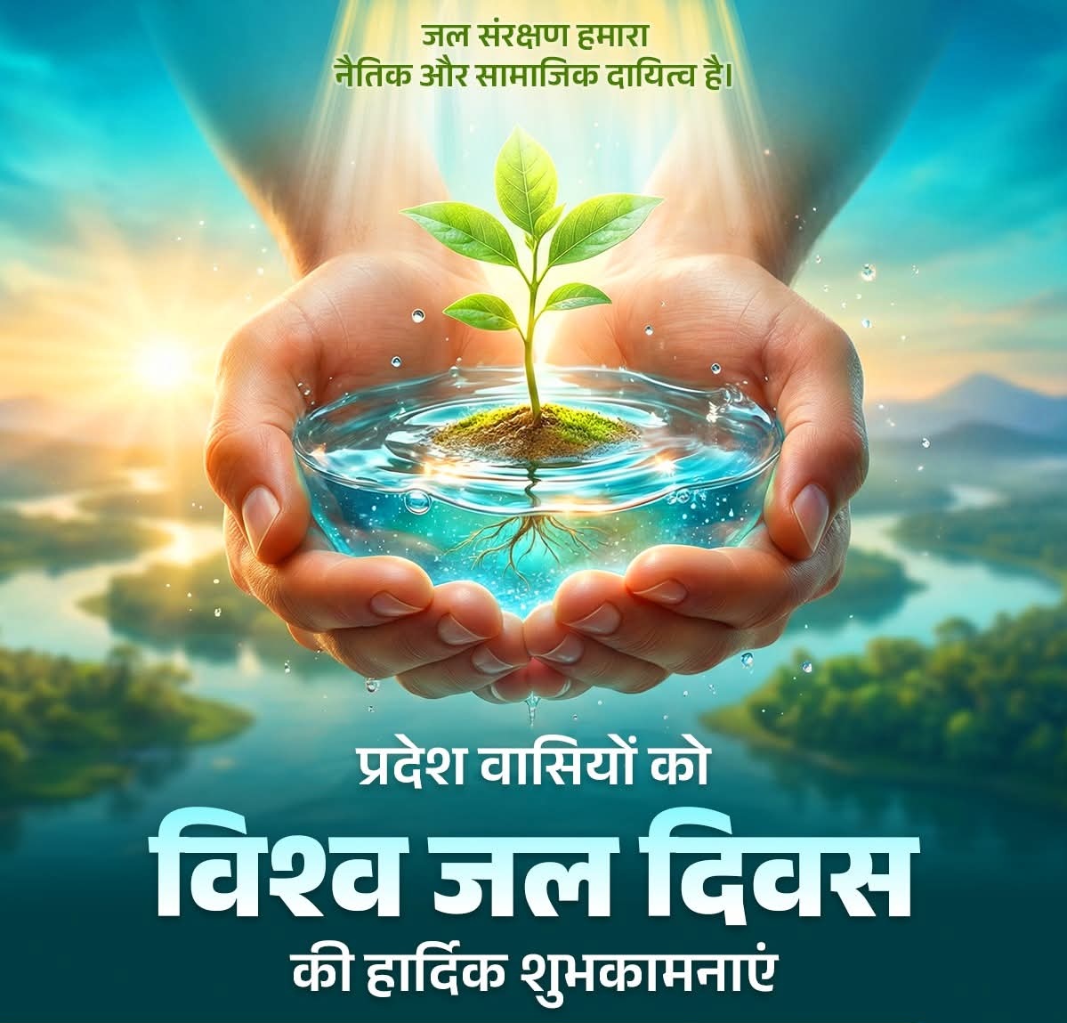 विश्व जल दिवस की प्रदेश वासियों को शुभकामनाएं।

जल की एक-एक बूंद का संचय हम सभी का नैतिक और सामाजिक दायित्व है।

आइए, विश्व जल दिवस के अवसर पर जल संसाधनों के संरक्षण का संकल्प लें और प्रकृति के प्रति अपने उत्तरदायित्व का निर्वहन करें।