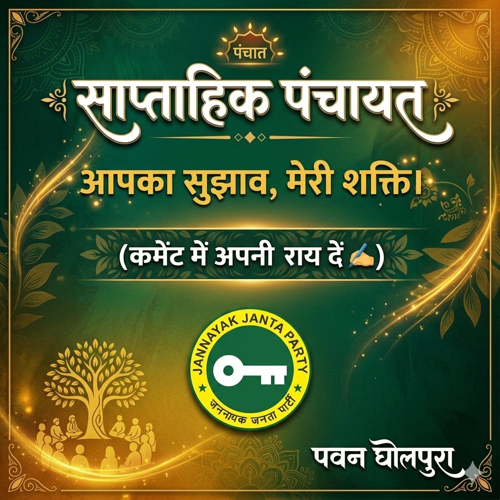 pawangholpura's tweet photo. राम-राम हरियाणा! 🙏
​आपके विचार, मेरी ताकत। 🤝
आज की 'साप्ताहिक पंचायत' में आपका स्वागत है। करनाल और हरियाणा की तरक्की के लिए आपका सबसे जरूरी सुझाव क्या है?
​ @PawanGholpura
​#PawanGholpura #Karnal #JanSamvad #HaryanaYouth #ViralPost #SundayPanchayat #DirectConnect" https://t.co/P6Ohl299kP