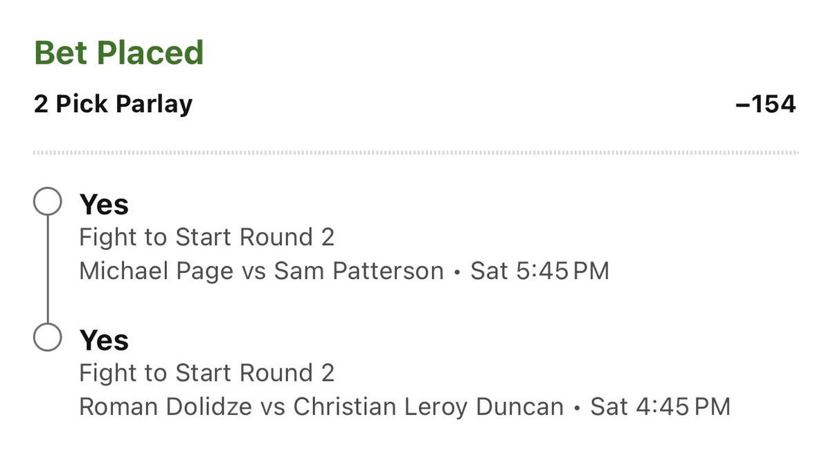 AlexMMABets's tweet image. #UFCLondon

Evloev✅
Riley✅
Page✅
Baraniewski✅
Duncan✅
Campbell❌
Jones✅
Keita❌
Pinto ✅
Kondratavicius✅
Pericic✅
Rock❌
Dyer✅

2026 Recap

💰Profit : 5.49u💰

#UFCSeattle is next weekend - 1 ML play and hopefully will be adding more.

Enjoy Sunday folks

Tonight’s bet: