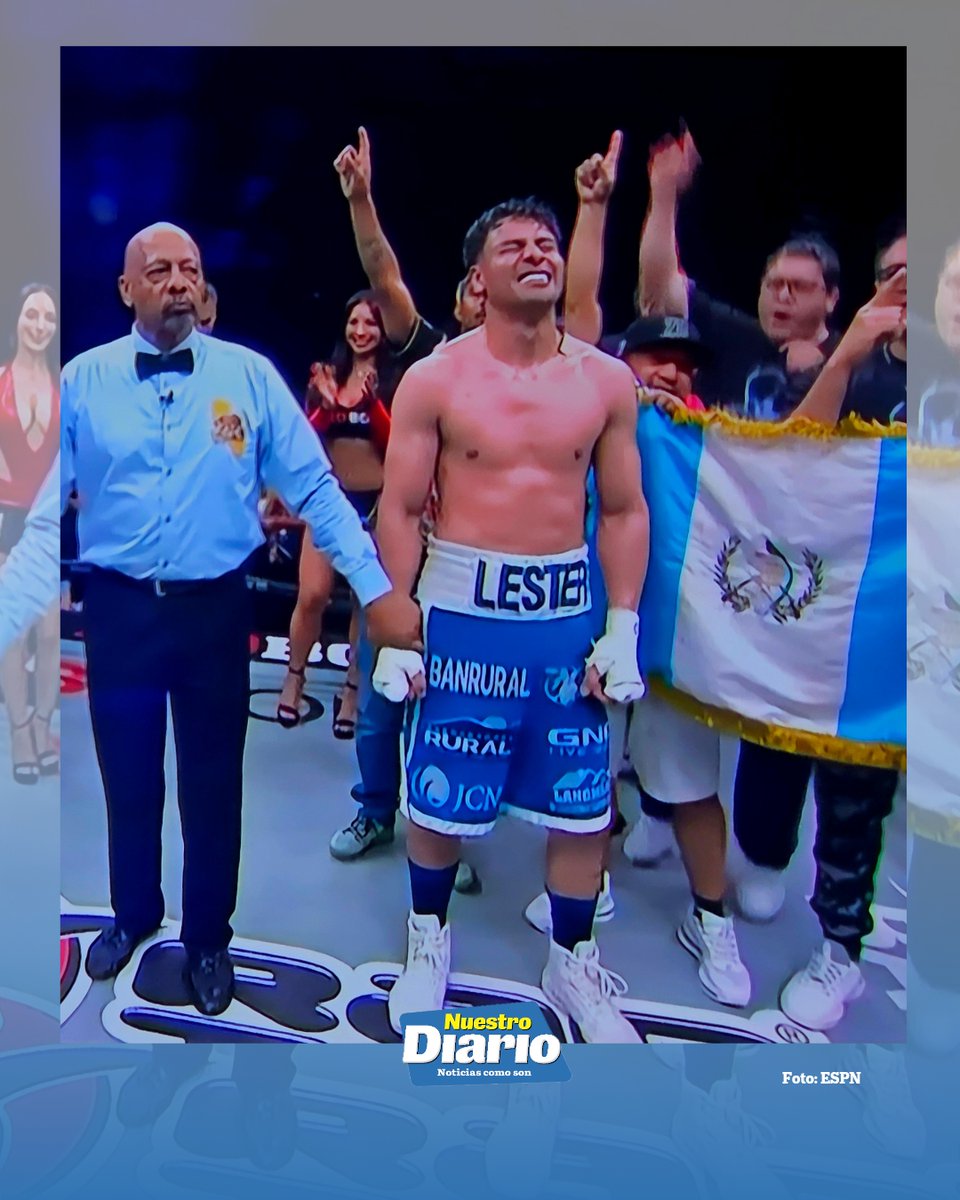 NuestroDiario's tweet photo. ¡CAMPEÓN DEL MUNDO! 🙌🏻🥊🇬🇹🔥

El petenero Léster Martínez venció al estadounidense Immanuwel Allem y es el nuevo monarca interino supermediano del Consejo Mundial de Boxeo.

📸ESPN | #DeportesND https://t.co/xHsibwlPF7