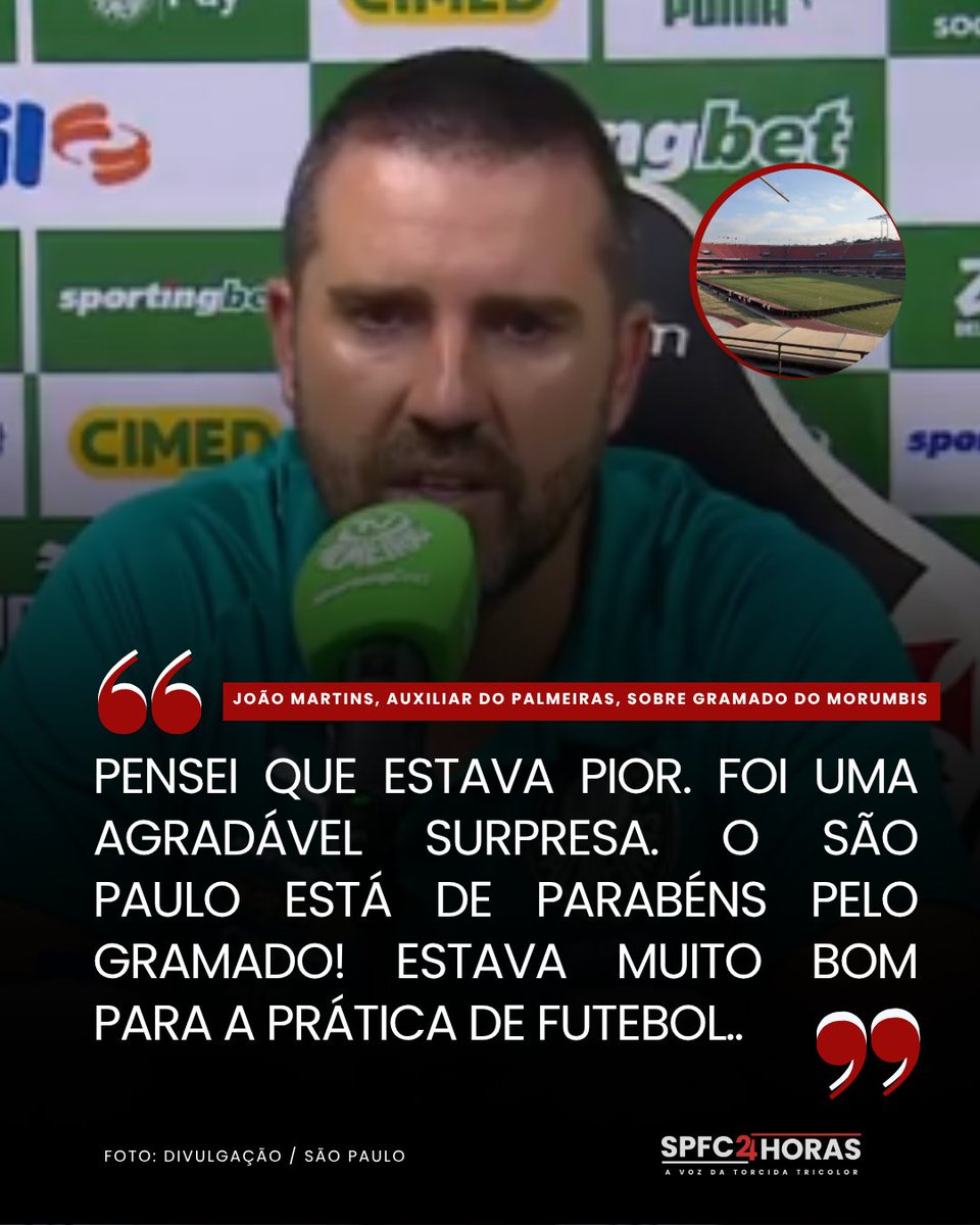 O auxiliar do Abel Ferreira, João Martins, que criticou gramado de São Januário há uma semana, elogiou o gramado do Morumbis após troca...

Desde fevereiro que o estádio não recebia um jogo e passou por uma série de shows, obrigando a troca do gramado.