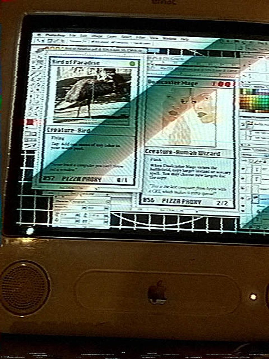 PizzaLifeUSA's tweet photo. Pizza Proxy created on the eMac and image filter HEISEI-VHS #hlpl #pizzaproxy #magicthegathering #art #games https://t.co/wQwpg6wYjB