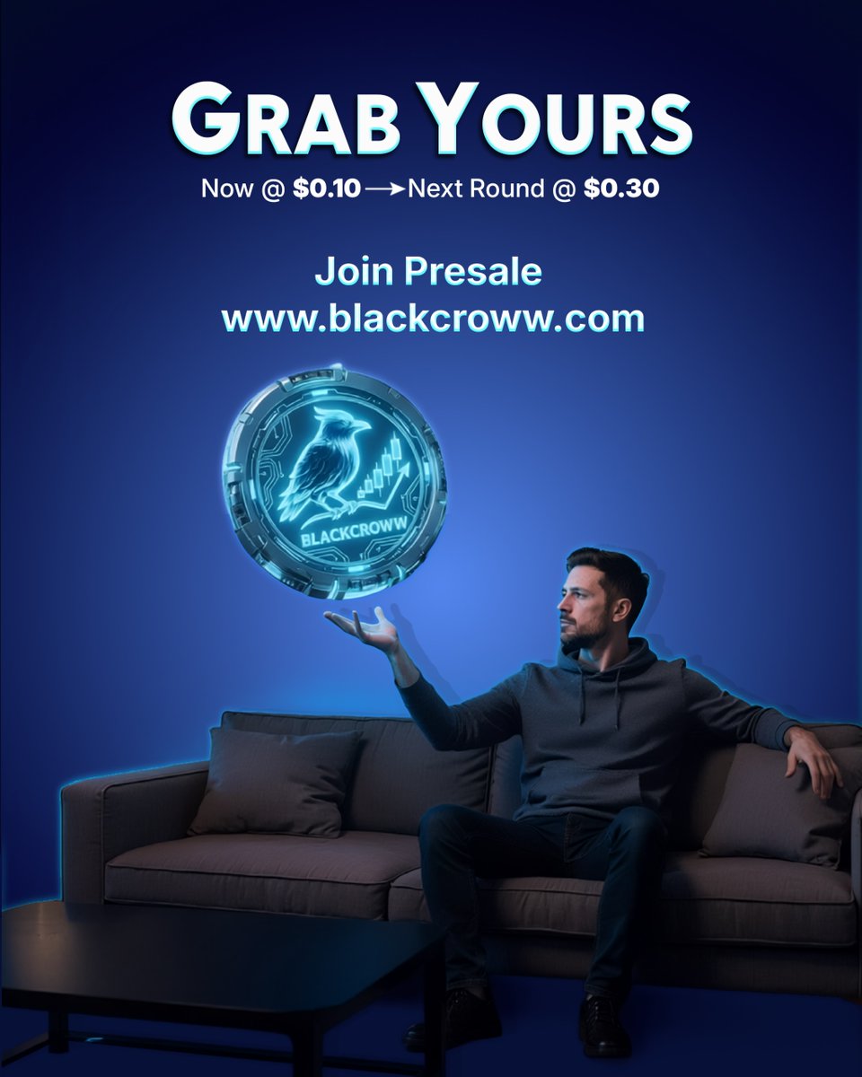 blackcroww_com's tweet photo. The future isn’t coming… it’s already here.
🚀Grab your $CROWW before the next jump.
💰Now: $0.10
📈Next Round: $0.30
Don’t watch the rise… be part of it.
Join the presale: https://t.co/jzoe0n5hku
#Crypto #Presale #Web3 #CryptoInvestment #Blockchain #EarlyInvestor #BlackCroww https://t.co/VhXeRtnN2A