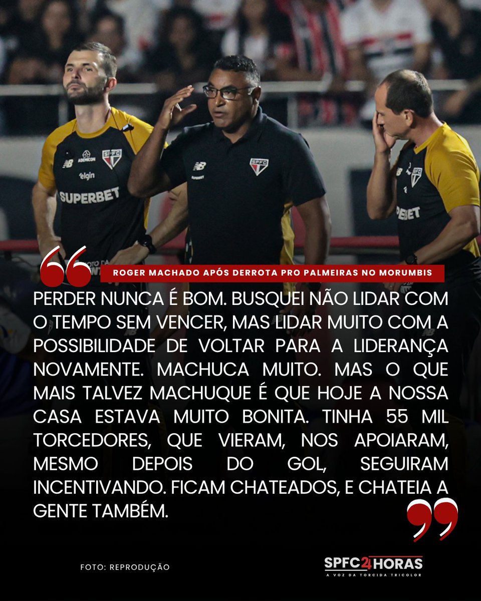 Roger Machado lamenta a derrota no clássico, mas elogia torcida do São Paulo no Morumbis!