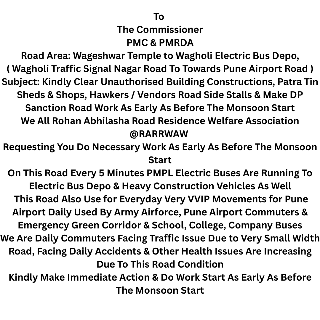 Rohan Abhilasha Road Residence Welfare Association tweet media