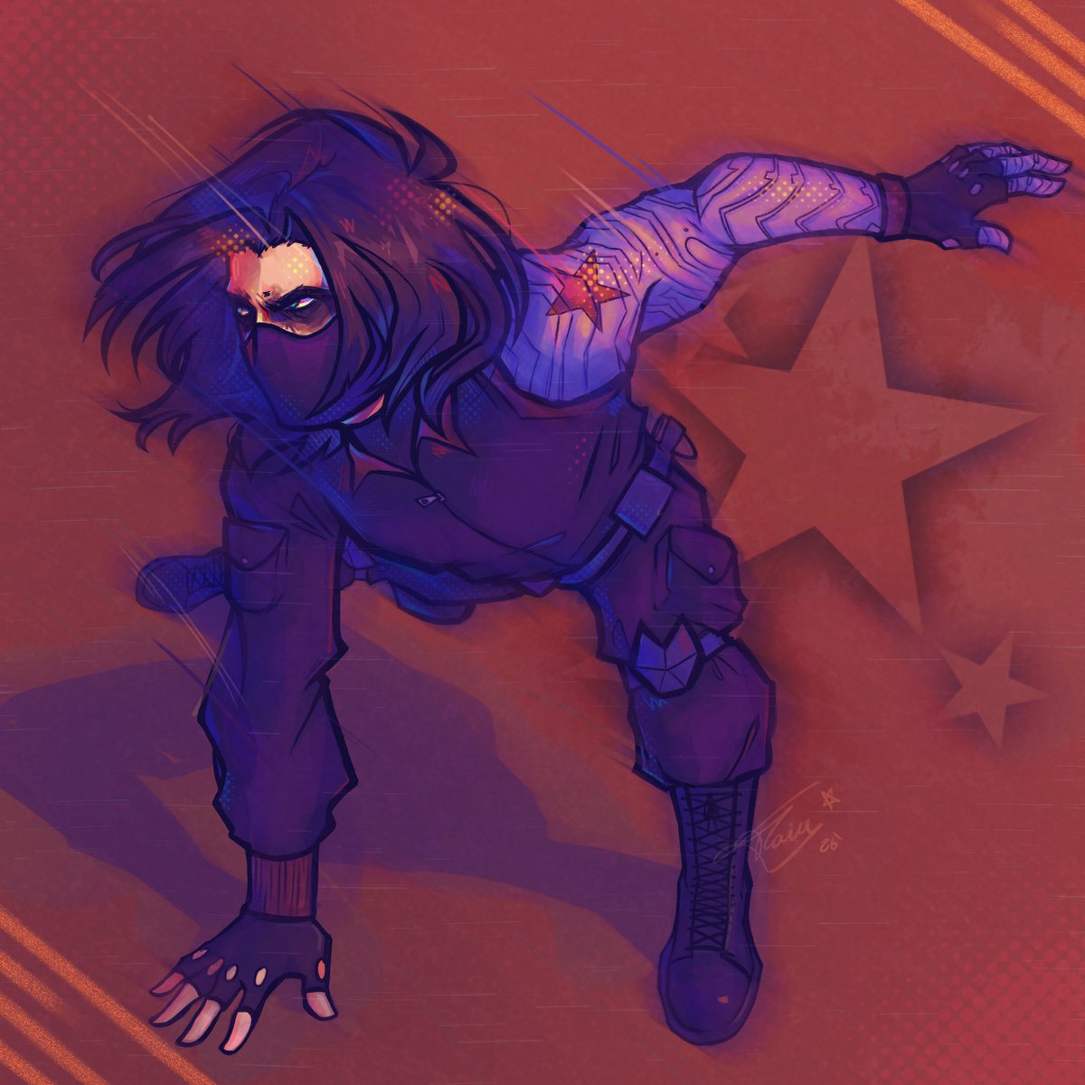 I changed his clothes a little, cuz, idk, I just didn't feel like drawing complex stuff (It's like a mix of his clothes from CA: The Winter Soldier and CA: Civil War :D)

#marvelfanart #buckybarnes #thewintersoldier