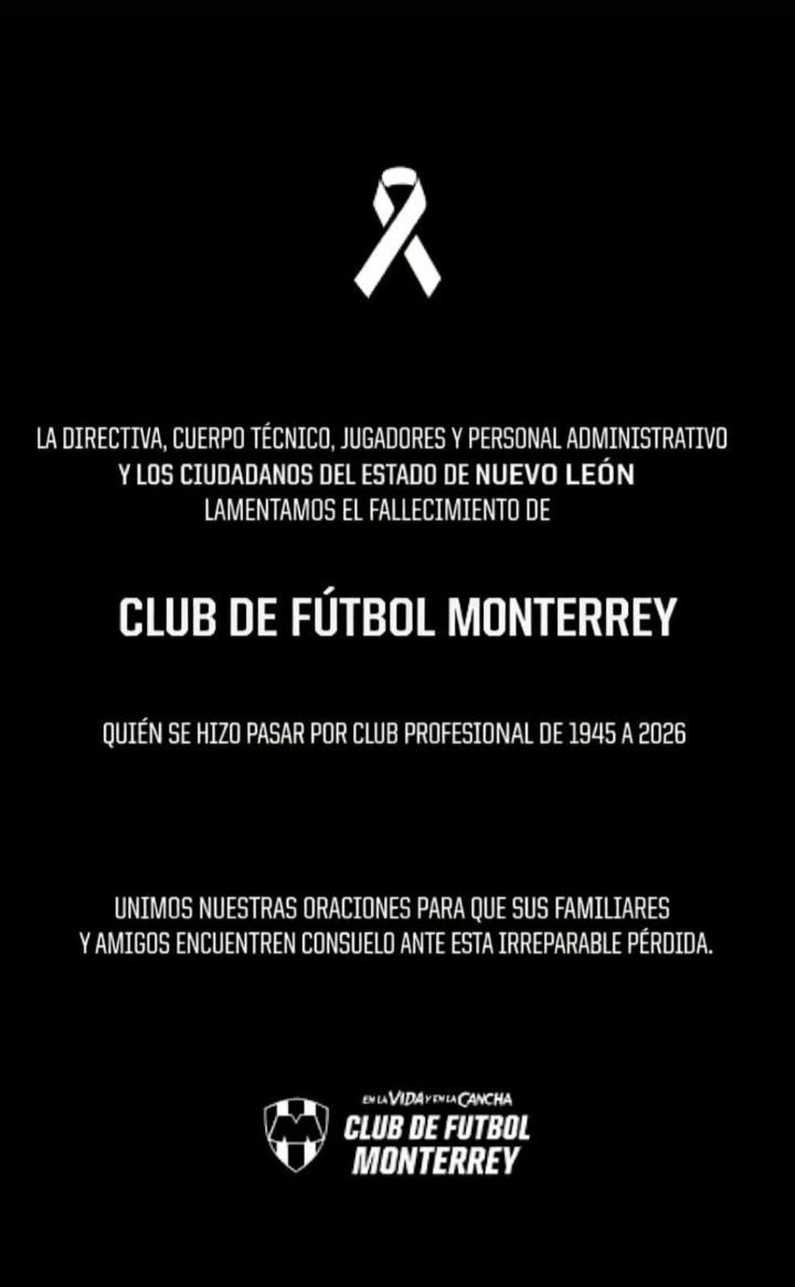 RIP.....<a href="/Rayados/">Rayados</a> <a href="/FilizolaM/">Filizola</a> <a href="/TatoNoriegaESPN/">Jesus A Noriega</a> <a href="/FEMSA/">FEMSA</a> 😪😪😪