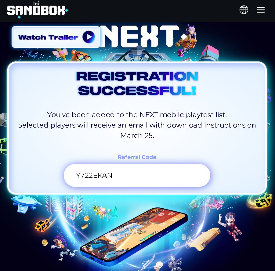 RonixMatthew143's tweet photo. The Sandbox NEXT is coming 📱
Fully mobile. Built on @UnrealEngine
. Powered by $SAND.
Early exclusive playtest for this third-person-shooter begins next week. Join and help shape the next era of voxels and The Sandbox.
Sign up 👉https://t.co/oTultPDnGc
Used CODE: Y722EKAN https://t.co/713VvGlDZo