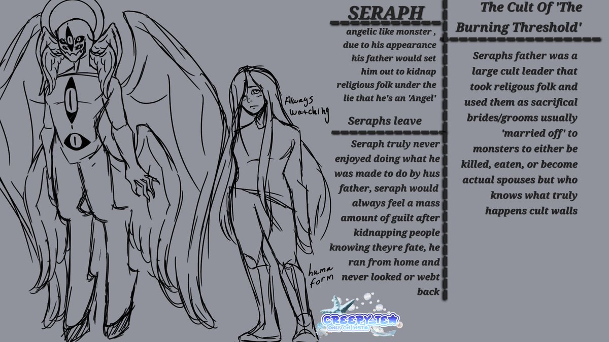 Oreolol888239's tweet photo. This is seraph, my monster oc for tfc, not the mc, but friends with the mc, and he doesn't like to talk about his past at ALL. Please be nice to him and feed him well
•
#tfcoc #thefreakcircusoc #thefreakcircus #DigitalArtist #digitalartwork #ocwork #ocdigitalart https://t.co/KTeoHyg3Mk