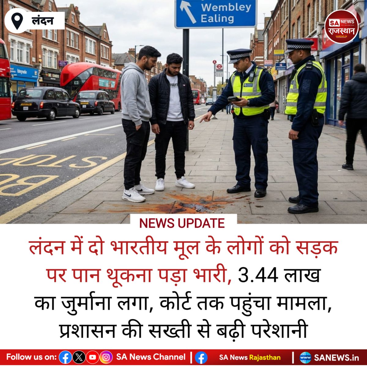SANewsRajasthan's tweet photo. लंदन में दो भारतीय मूल के लोगों को सड़क पर पान थूकना पड़ा भारी, 3.44 लाख का जुर्माना लगा, कोर्ट तक पहुंचा मामला, प्रशासन की सख्ती से बढ़ी परेशानी
#LondonNews
#FineAlert
#PublicCleanliness
#IndianAbroad
#UKNews
#BreakingNews
#CleanCity
#StrictAction
#ViralNews
#Awareness https://t.co/6uE8ShqqN2