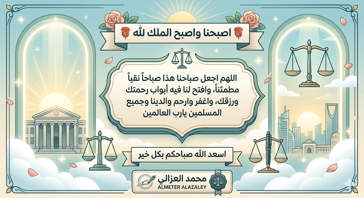 AlmeterAlazaley's tweet photo. أصبحنا وأصبح الملك لله رب العالمين 
اسعد الله صباحكم بكل خير وسعادة 

🤍🤍🤍 ⚖️🌞 ⚖️ 🤍🤍🤍

—
 محمد العزالي - ALMETER ALAZALY

                       ⚖️ ⚖️

#اسعدالله صباحكم #أسعد_الله_أوقاتكم_جميعا #صباح_الخير #صباح_آلخيــــر #صباح_الخير_والسعاده #صباح_الخير #صباح_الأشياء_المُشرقة #صباح__الورد