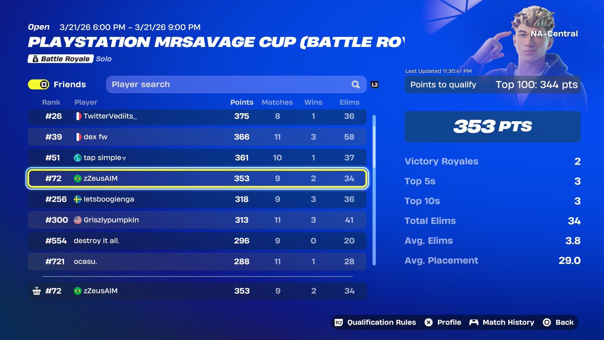 QUALED CENTRAL 72th AND GOT 101th ON WEST PLS HELP GET SOMEONE BANNED