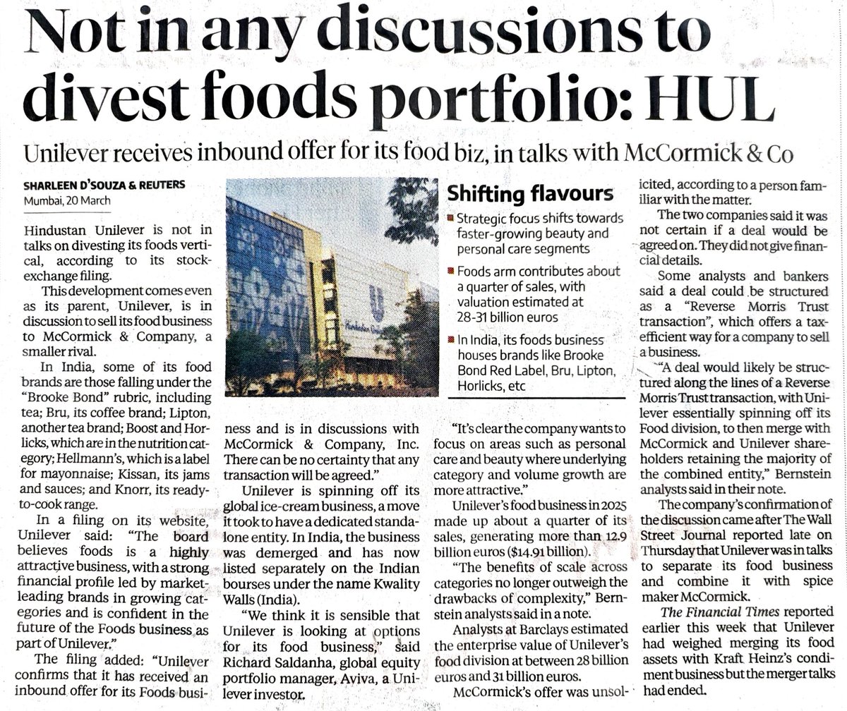 UpMidlands's tweet image. Nearly a decade after #Unilever acquired Marquee #Food brands #Horlicks #Boost &amp;amp; #Maltova from Glaxo Smithkline Consumers in structural review, now the #FMCG giant itself goes into structural review exploring demerging entire food business in bid to go lean and mean!