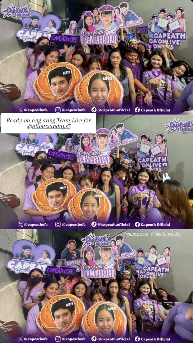 CapEathOfc's tweet photo. Excited na ang lahat!! 🥳💜

Team Bahay KAPITans! Abang abang na mamaya sa @AllOutSundays7 para makita ang ating Capcap and Moymoy!! 🥹

Reply with tags 👇🏻

AOSundays WITH CAPRICE
AOSkibidi HEATH FIRST STAGE
ALL OUT SAYA CAPEATH 
#CapEath https://t.co/IfIwJJer50