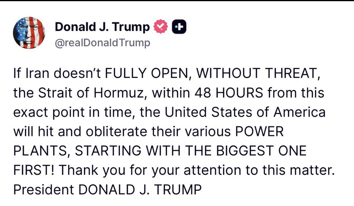 azijangravi's tweet photo. Islamic Republic is a dictatorship that has killed thousands of innocent people whose only demand is freedom. During the protests, President Trump told Iranians “help is on the way.” Many people hoped this meant real support for ending the regime’s violence. But a month later, the U.S. attacked Iran without any clear plan to help the people or support a transition away from the regime.

Today, both the U.S. and Israel are striking inside Iran. These attacks are destroying Iran’s infrastructure power plants, roads, and essential services and it is civilians who suffer the most. Meanwhile, the Islamic Republic continues its own brutality. Just last month, it killed more than 32,000 people. This is a government that has never cared about Iranian lives or Iran’s future.
Now President Trump says the Islamic Republic has “48 hours to open the Strait of Hormuz,” or the U.S. will target Iran’s power plants. But the regime has already shown it does not care about the country’s infrastructure or the suffering of ordinary people.
Iranians feel abandoned. They see that the Islamic Republic is killing them, and at the same time, foreign powers are using their protests and their pain for their own political goals. The people of Iran deserve real support  not to be caught between a violent regime and foreign actions that harm civilians. #IranWar‌