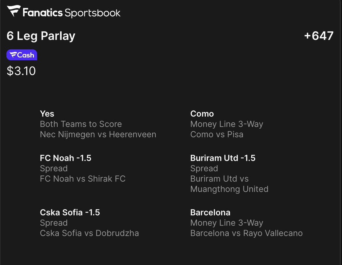 A2ZPICKS1's tweet image. 📲Early Bird 🐦 Soccer Parlay

6-Leg🦵Parlay  
+647  
1 unit or what you can afford to lose.

Let’s cash this bad boy ✅

🚨Matches start early🚨

#parlay #soccerpicks #Gambling𝕏 #sportsbettingpicks #whop #winible