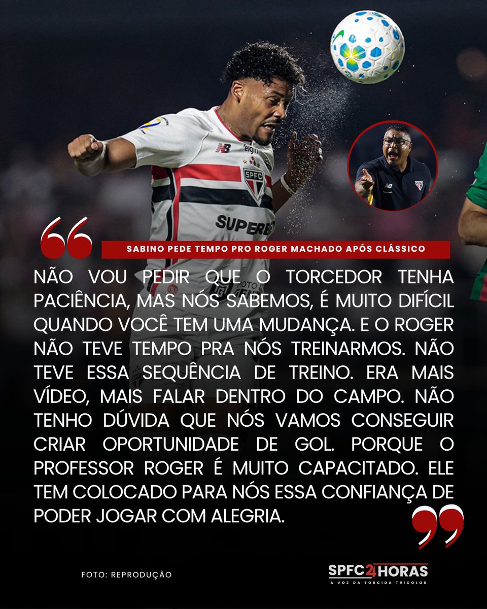 Sabino pediu tempo pro Roger Machado, e elogiou o treinador mesmo após duas derrotas sofridas pelo time...