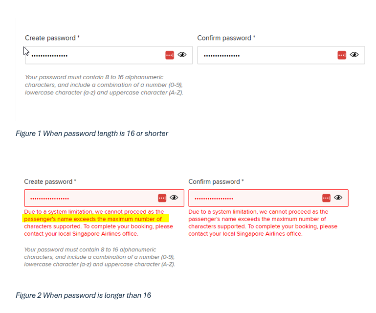 sumith's tweet photo. @SingaporeAir Your SignUp page has a bug. When someone enteres a password longer than 16, it reports the Passenger "name" is longer instead of "password"!!  Do get your IT to fix it #bug https://t.co/FyHuAvgl3y
