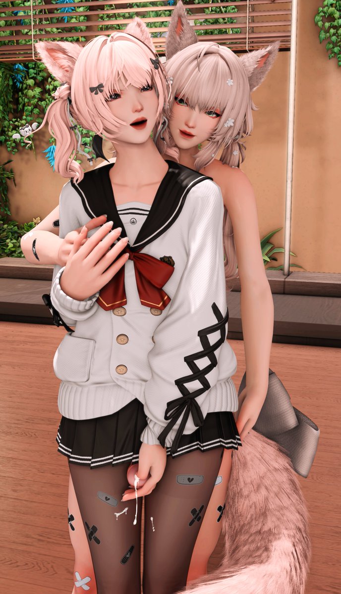 Ami_rainmi's tweet photo. 哦呀…刚才就觉得不对劲～小笨蛋
这么精神…作为惩罚，姐姐帮你冷静一下哦❤  双腿夹住肉棒，大腿上下摩擦起来哈啊别动～
双腿夹紧肉棒上下套弄起来，希希时不时用指尖翻开马眼玩弄起来。
嗯哼姐姐不要 马眼一缩喷出一大股透明前液～  #ff14nsfw #erp #猫娘 #ff14mod https://t.co/3gBVamvtJn