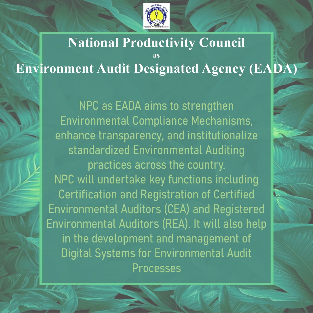 NPC_INDIA_GOV's tweet photo. NPC is an autonomous organisation under the department for promotion of industry and internal trade (DPIIT).
NPC has signed an agreement with the Ministry of Environment, Forest and Climate Change (MoEF&amp;CC) to act as the Environment Audit Designated Agency (EADA). https://t.co/6GsKbj8Bw5