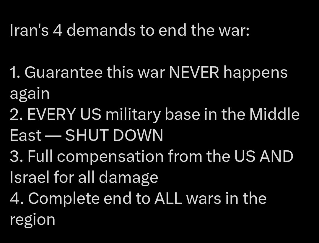 Iran demands are unreasonable. 
-WH-