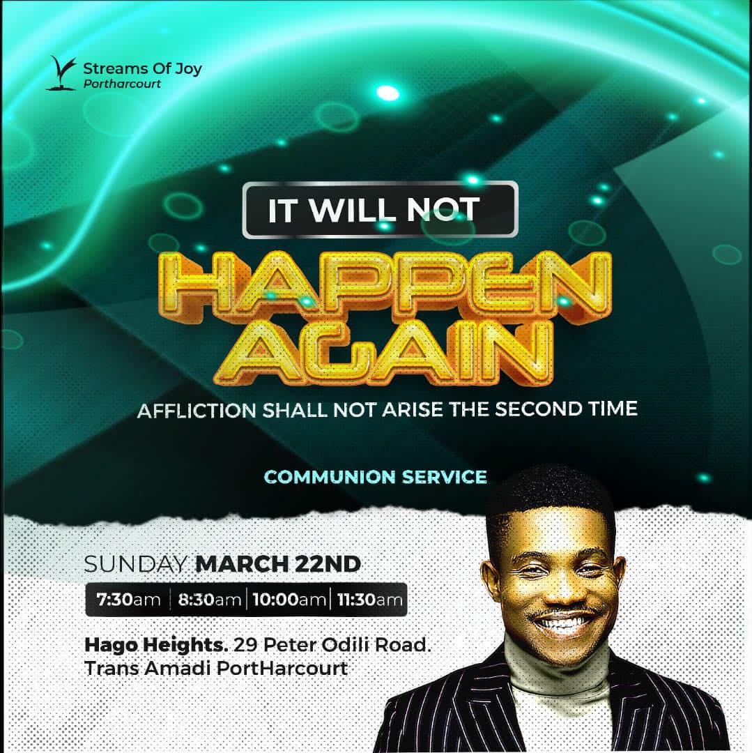 StreamsofJoyPHC's tweet photo. Who is getting ready for todays services?
SUNDAY SERVICE
Nahum 1:9
“What do ye imagine against the LORD? he will make an utter end: affliction shall not rise up the second time.”
What the enemy meant for evil is turning around for 
Join us in any of our Sunday services. https://t.co/XWhnxkLAFL